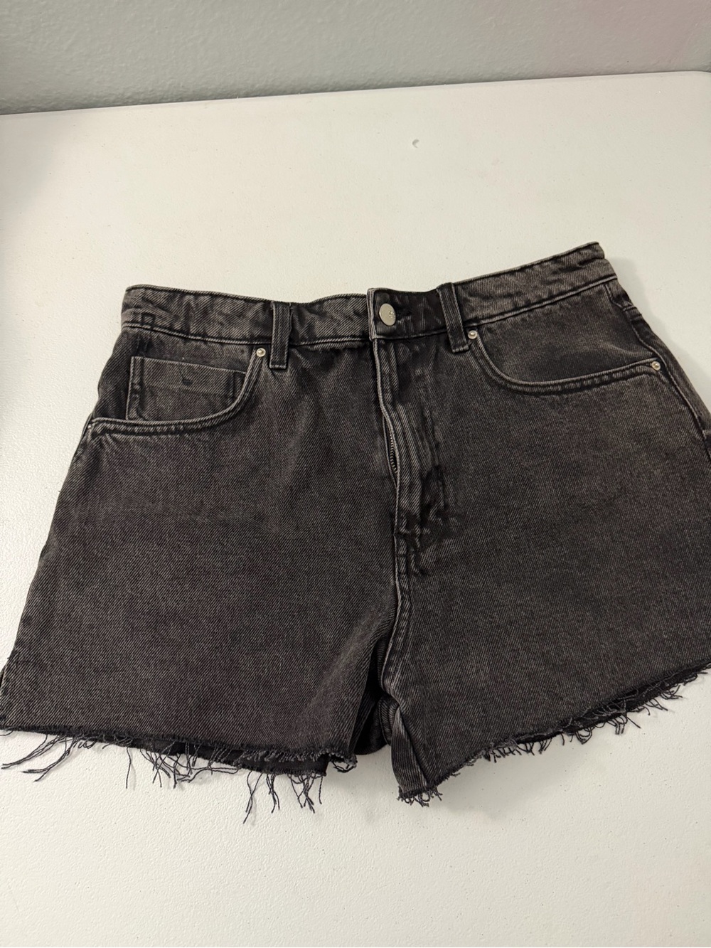 Zara Washed Black Denim Cutoff Shorts